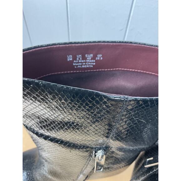 Franco Sarto Alberta Bootie in Black Lizard Womens Calf High Boots Kitten Heel - Picture 8 of 9